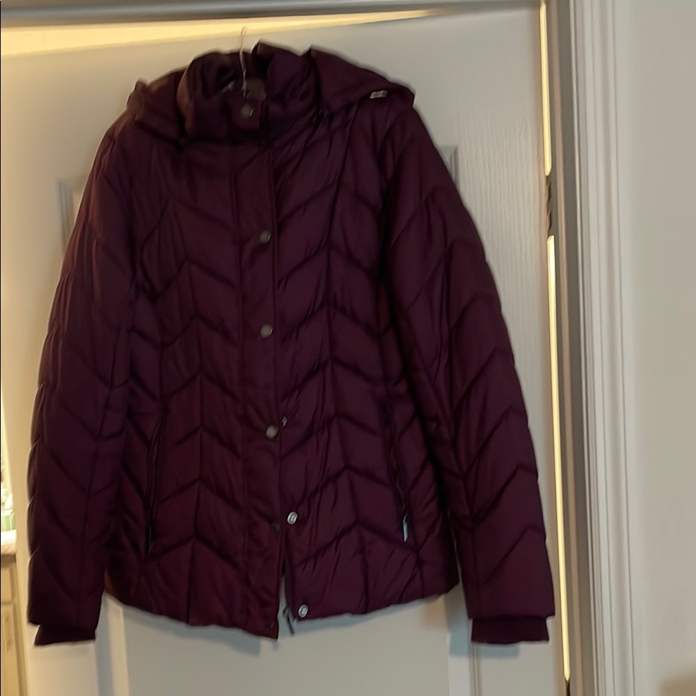 St. John's Bay Purple Quilted Puffer Jacket with Hood